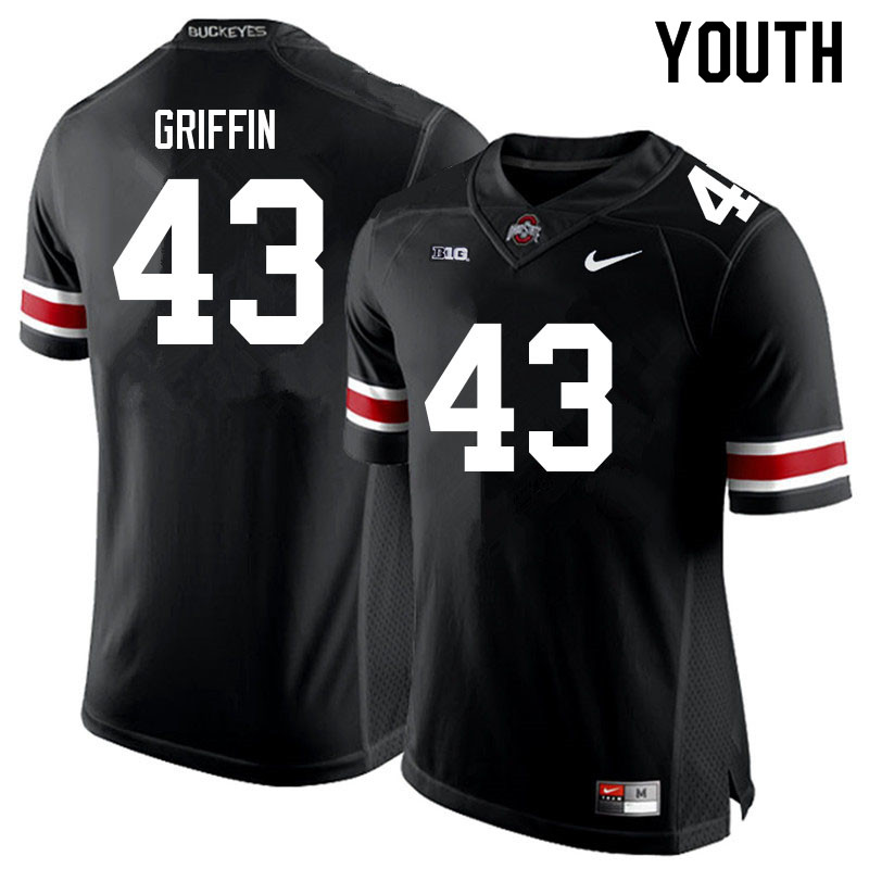 Youth Ohio State Buckeyes #43 Diante Griffin Black Authentic College Stitched Football Jersey 23VV048NO